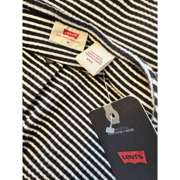 Levi Striped Button Up Slim Fit Size Medium Top NWT $35 V Neck Stretch Cropped - Picture 4 of 6